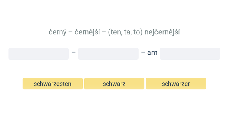 Nepravidelné stupňování: 1., 2. a 3. st. v přísudku