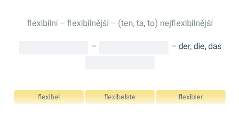 Nepravidelné stupňování: 1., 2. a 3. st. v přívlastku