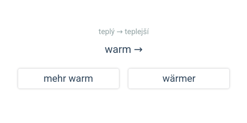Nepravidelné stupňování: druhý stupeň – tvary