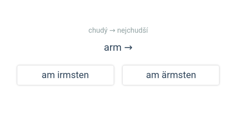 Nepravidelné stupňování: třetí stupeň v přísudku – tvary