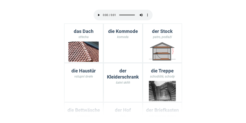 Dům – jeho části a vybavení
